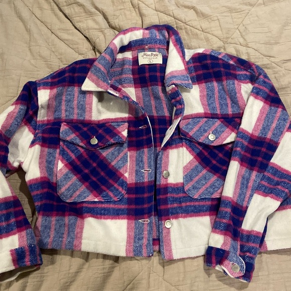 Miss Posh Outerwear Cropped Flannel Jacket - Picture 1 of 2